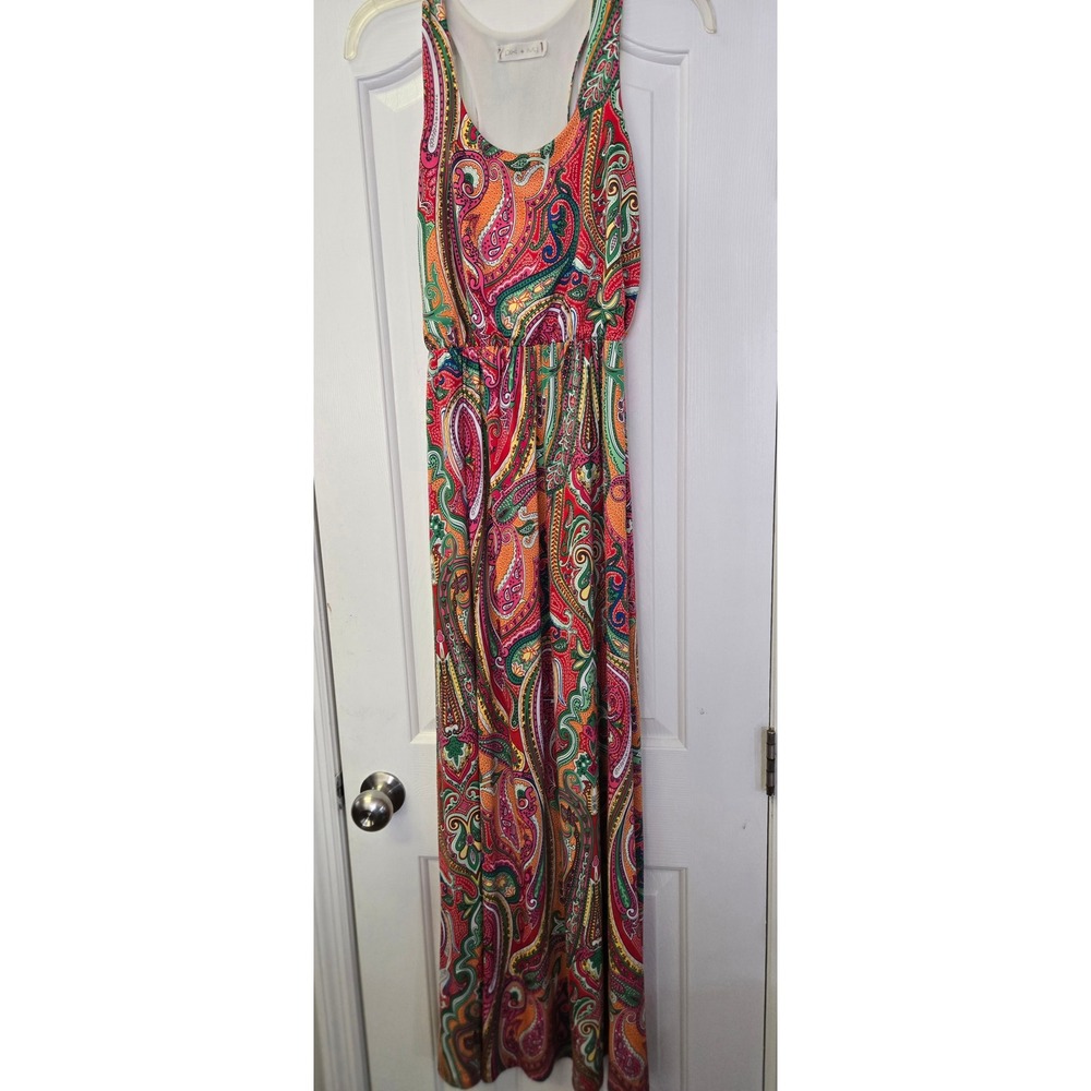 Paisley Maxi Dress Racerback Boho Resortwear Retro Hippie Small S Festival